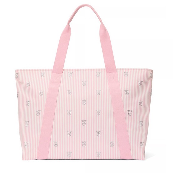 🎀🆕Victoria’s Secret Candy Cane 3-Piece Pajama Set + Tote & Blanket NWT Sz L - Picture 5 of 10